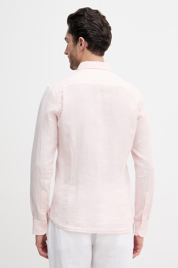 Odzież Hackett London koszula lniana HM3010636 różowy