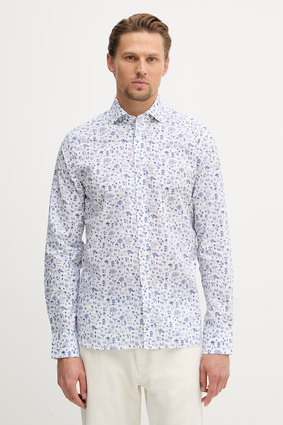 Hackett London πουκάμισο ανδρικό βαμβακερό μπλε HM3010612