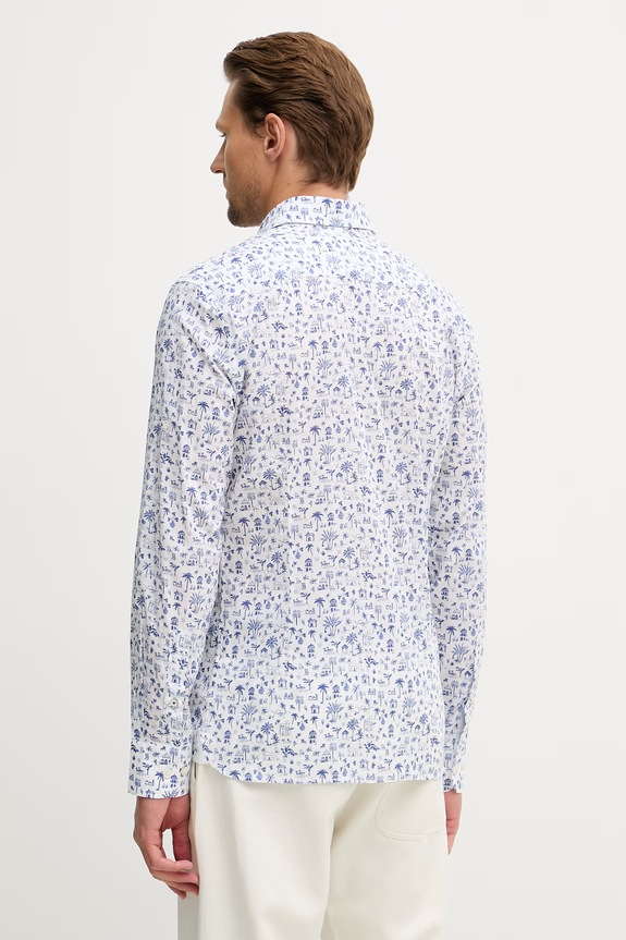 Ρούχα Hackett London πουκάμισο ανδρικό βαμβακερό HM3010612 μπλε