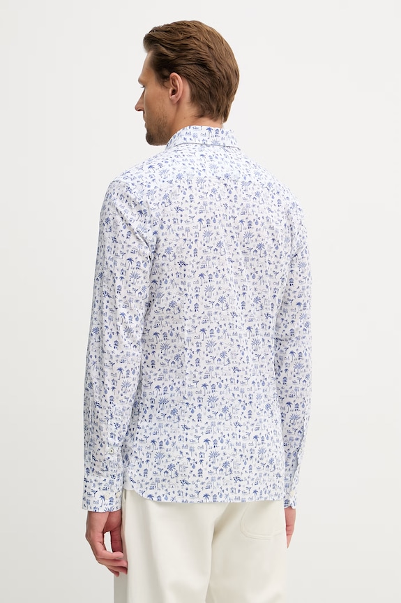 Ρούχα Hackett London πουκάμισο ανδρικό βαμβακερό HM3010612 μπλε