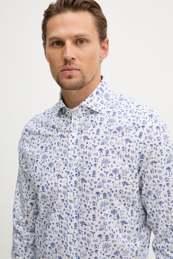 Hackett London πουκάμισο ανδρικό βαμβακερό μπλε HM3010612