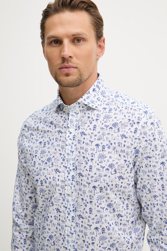Hackett London πουκάμισο ανδρικό βαμβακερό μπλε HM3010612
