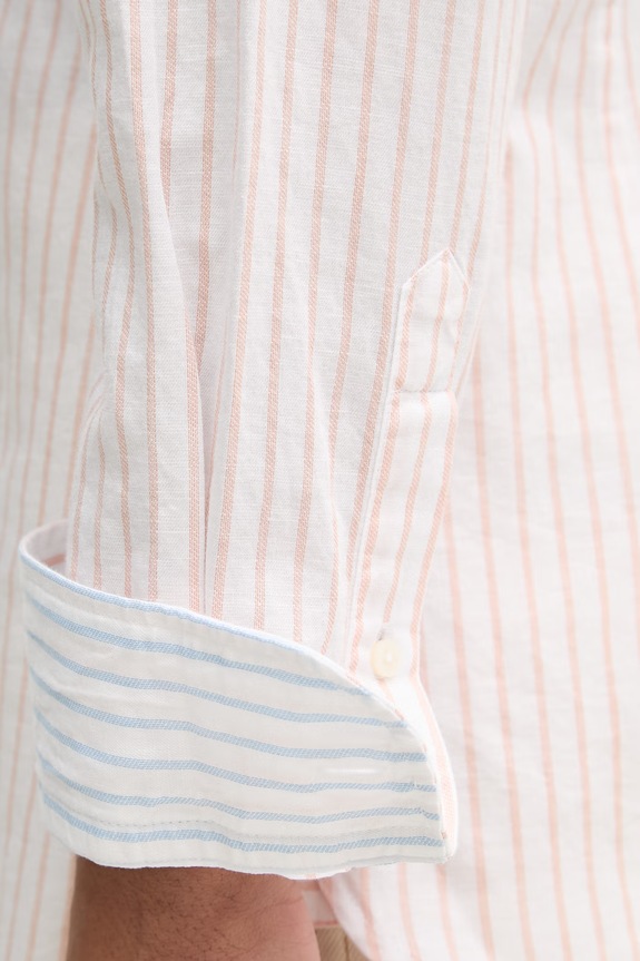 Hackett London koszula męska z dodatkiem lnu HM3010634 pomarańczowy