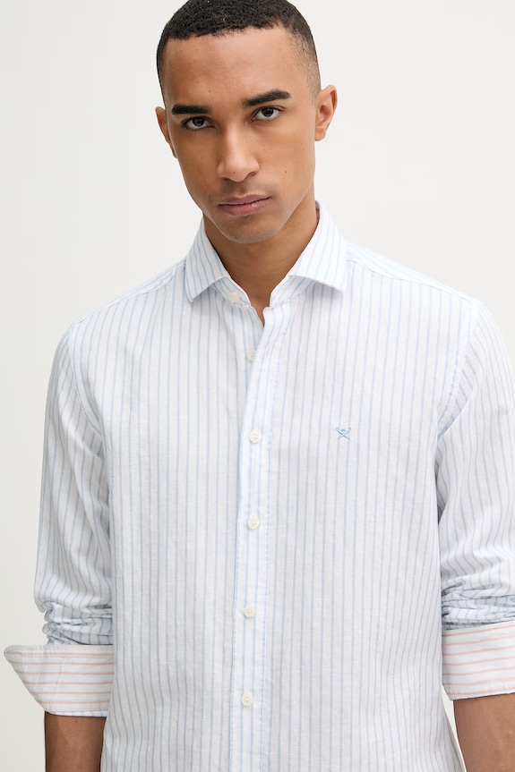 Hackett London košeľa pánska s prímesou ľanu modrá HM3010634