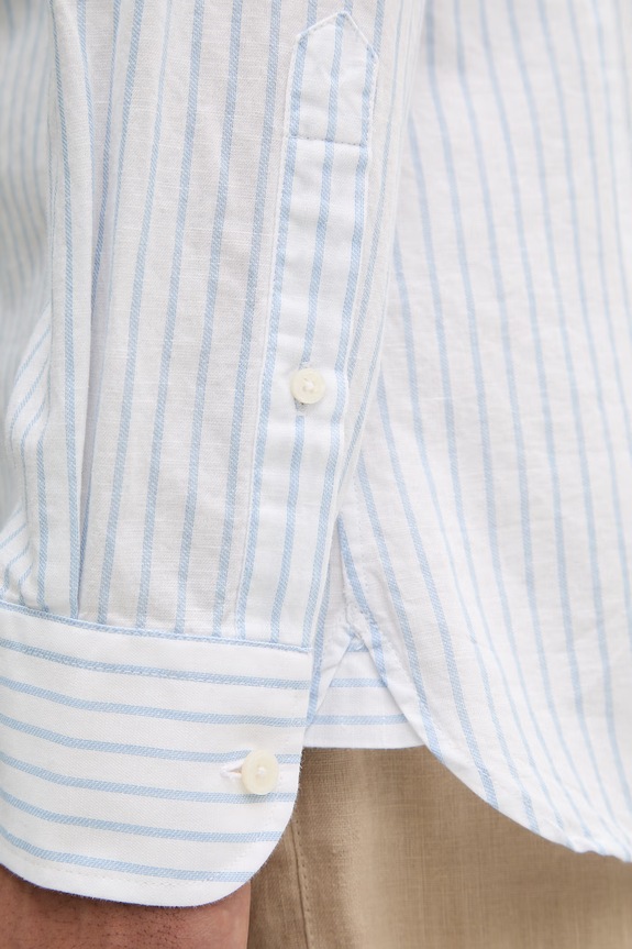 Hackett London košeľa pánska s prímesou ľanu HM3010634 modrá