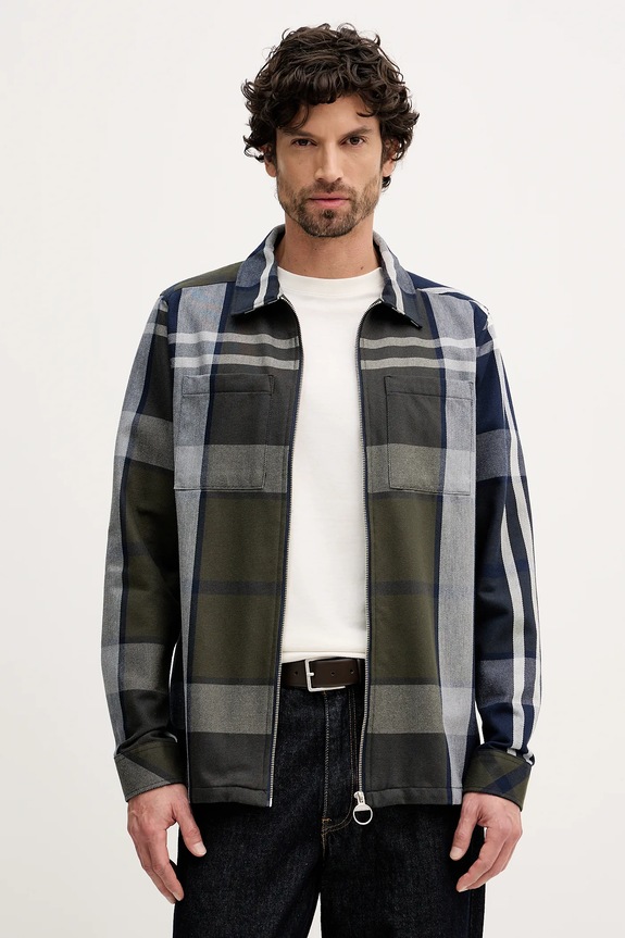 Barbour cămașă din bumbac Lannich cu modele bleumarin MOS0343