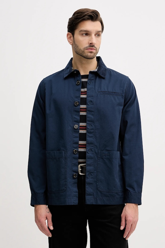 Barbour koszula bawełniana Cole gładkie granatowy MOS0411