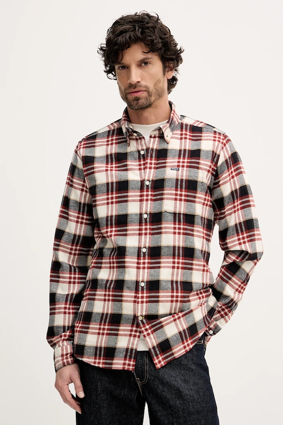 Bavlnená košeľa Barbour Fallbay regular červená MSH5543
