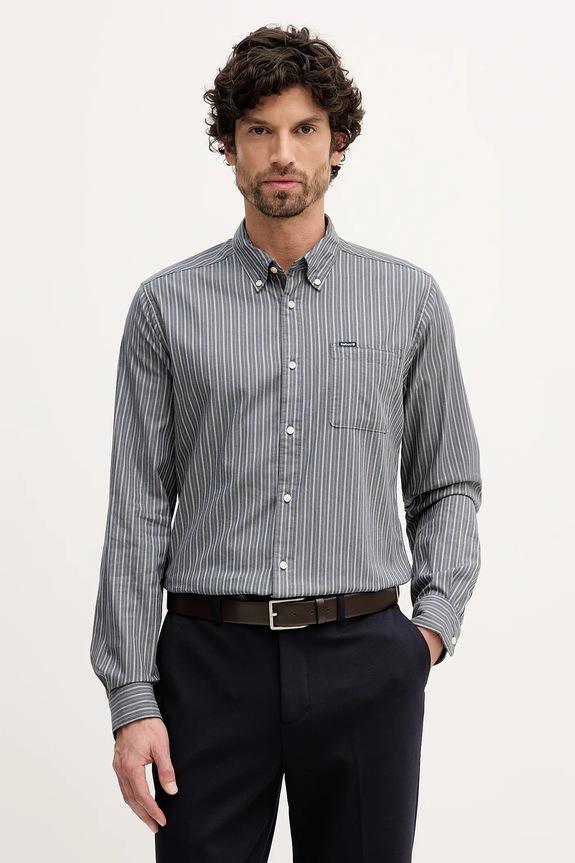Košeľa Barbour Longfield pásiky tmavomodrá MSH5707