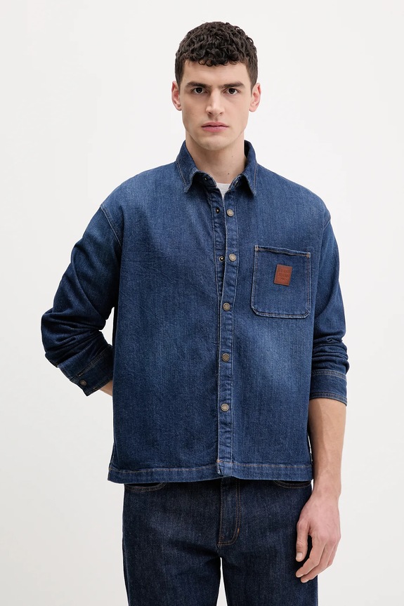 Guess Jeans camicia di jeans semplice blu navy M6RH51.D002F