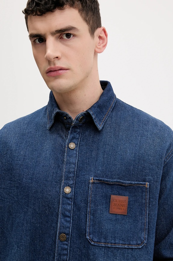Guess Jeans camicia di jeans blu navy M6RH51.D002F