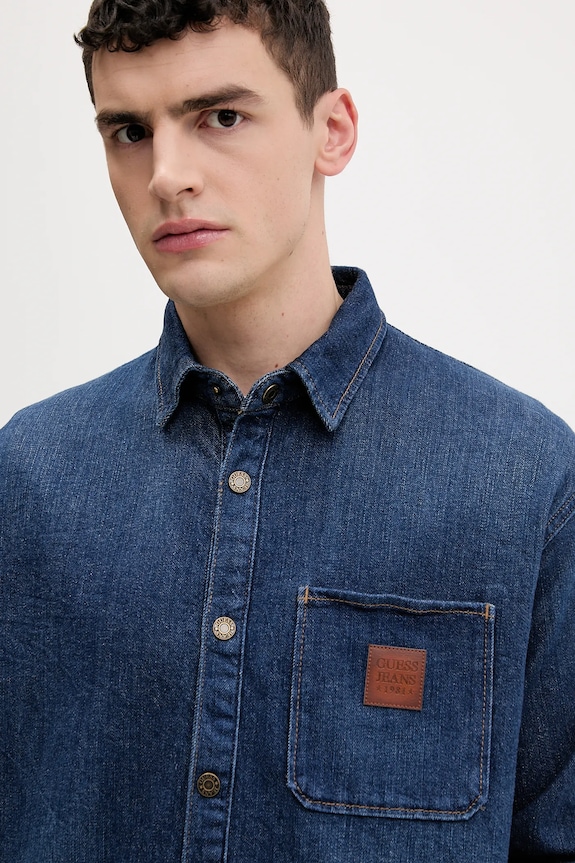Guess Jeans camicia di jeans blu navy M6RH51.D002F