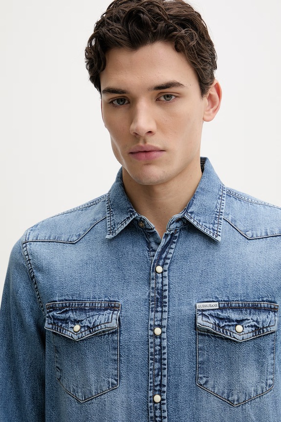 Traper košulja Guess Jeans plava M6RH55.D5M8F