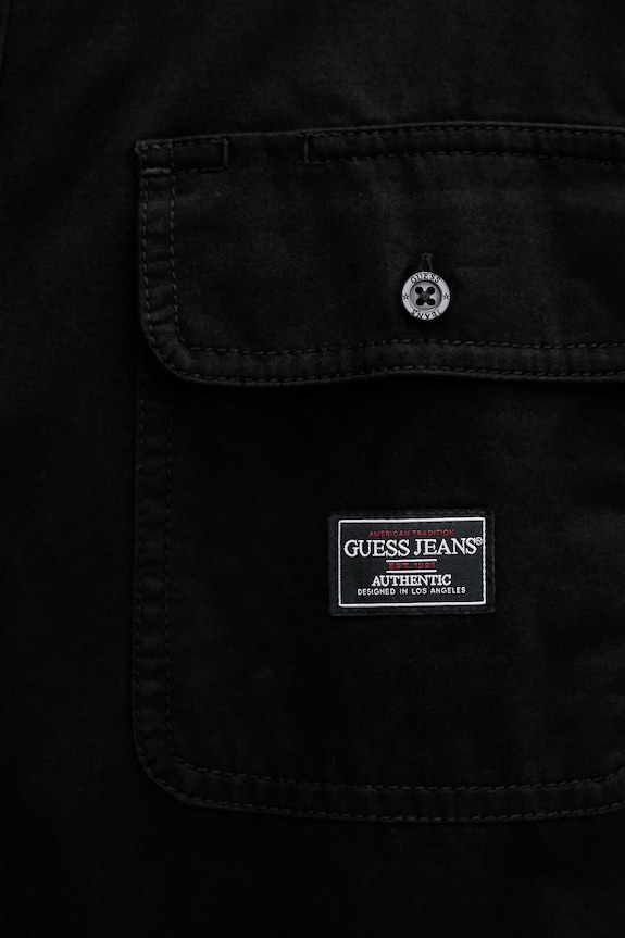 Guess Jeans Πουκάμισο ανδρικό βαμβακερό M6RH60.WJ921 μαύρο