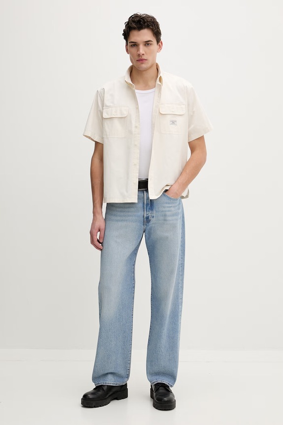 Bavlněná košile Guess Jeans M6RH61.WJ921 béžová SS26