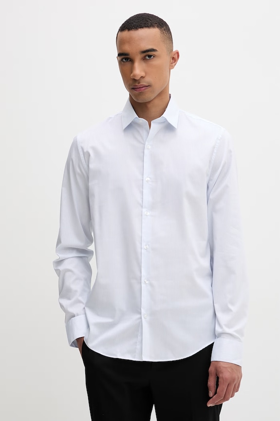 Calvin Klein πουκάμισο ανδρικό με βαμβάκι μπλε LV019EU125