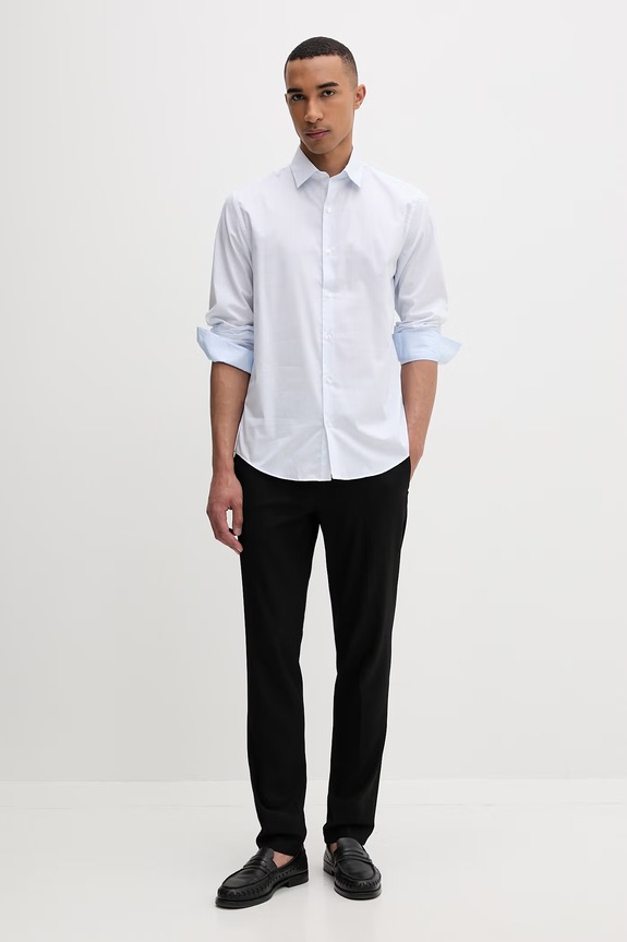 Calvin Klein πουκάμισο ανδρικό με βαμβάκι LV019EU125 μπλε SS26