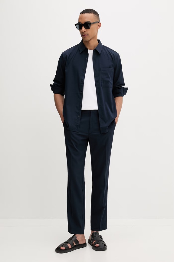 Calvin Klein πουκάμισο Ανδρικό LV04LF108G σκούρο μπλε SS26