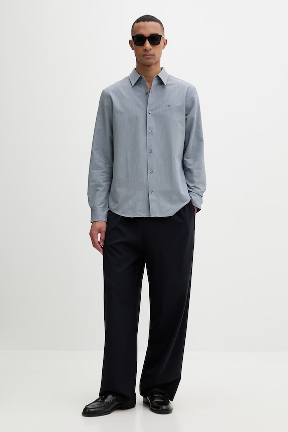 Calvin Klein košeľa pánska s bavlnou LV04LF110G tmavomodrá SS26