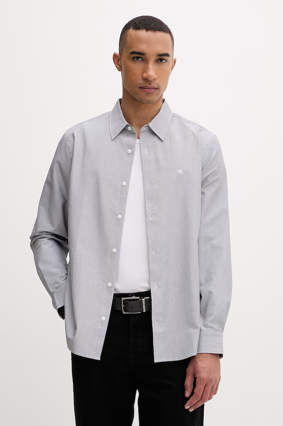 Calvin Klein košeľa pánska s bavlnou čierna LV04LF110G