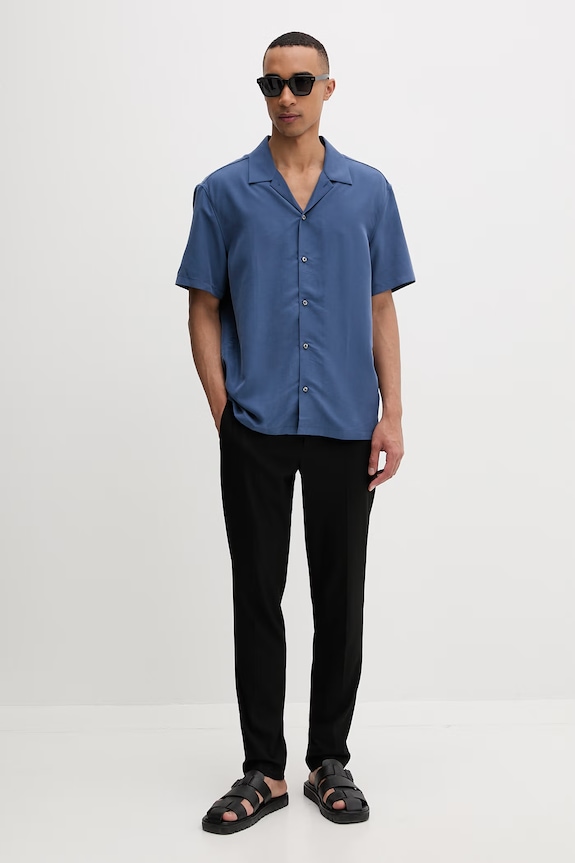 Calvin Klein koszula męska z modalem LV04LF114G granatowy SS26