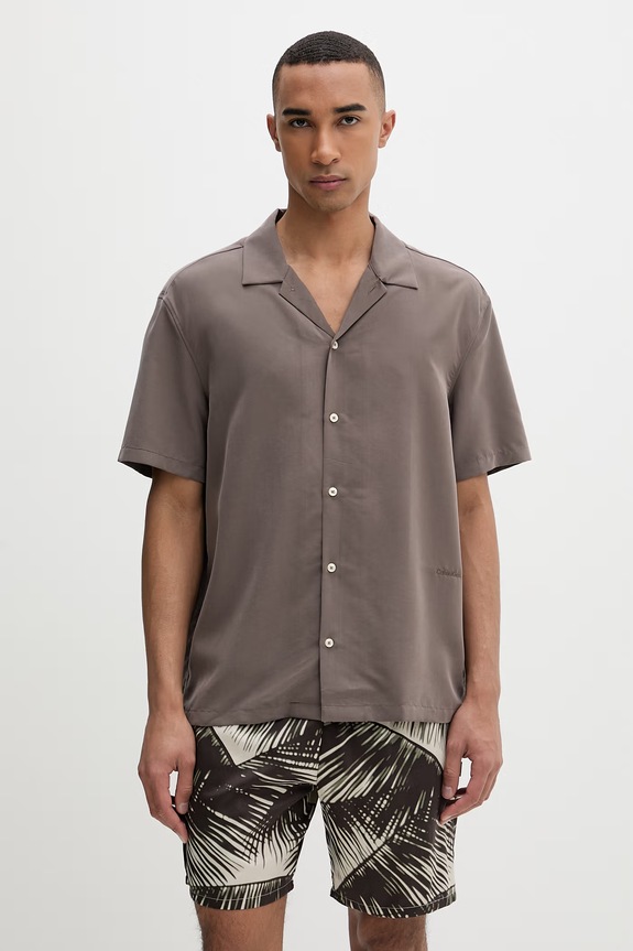 Calvin Klein pánska košeľa s modalom hnedá LV04LF114G