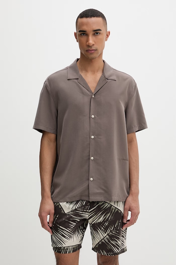 Calvin Klein pánska košeľa s modalom hnedá LV04LF114G