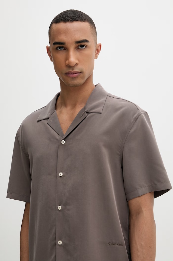 Calvin Klein pánska košeľa s modalom hnedá LV04LF114G