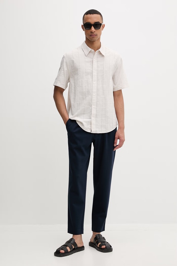 Calvin Klein férfi pamut ing LV04LF115G bézs SS26