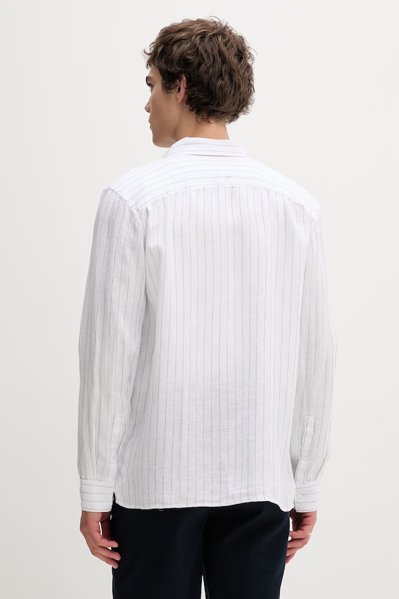 Odzież Calvin Klein koszula męska lniana LV04LF117G biały