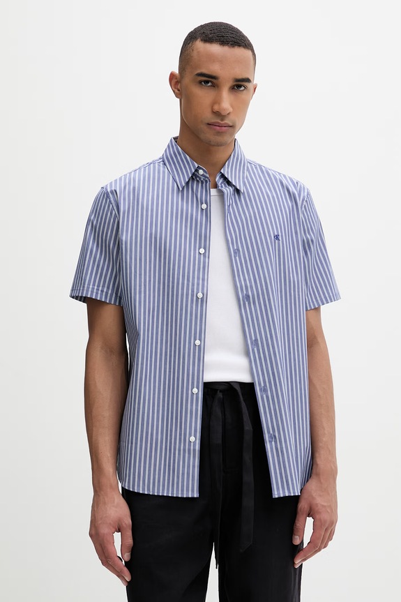 Calvin Klein košeľa pánska s bavlnou modrá LV04LF122G