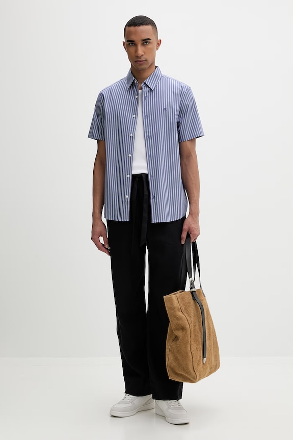Calvin Klein košeľa pánska s bavlnou LV04LF122G modrá SS26