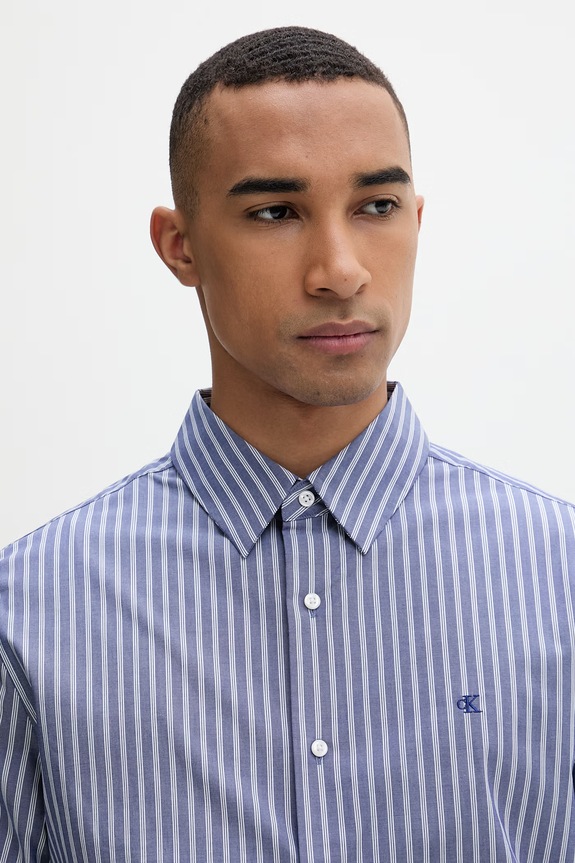 Calvin Klein košeľa pánska s bavlnou modrá LV04LF122G