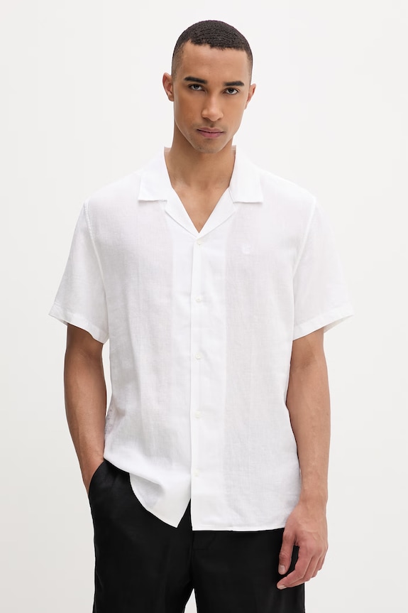 Calvin Klein koszula męska z lnem biały LV04LF137G