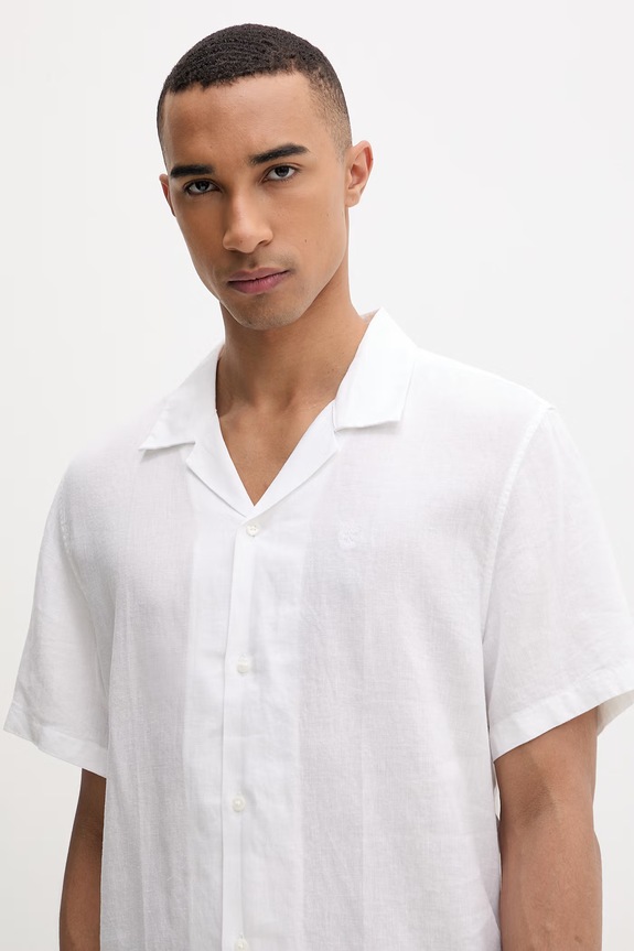Calvin Klein koszula męska z lnem biały LV04LF137G