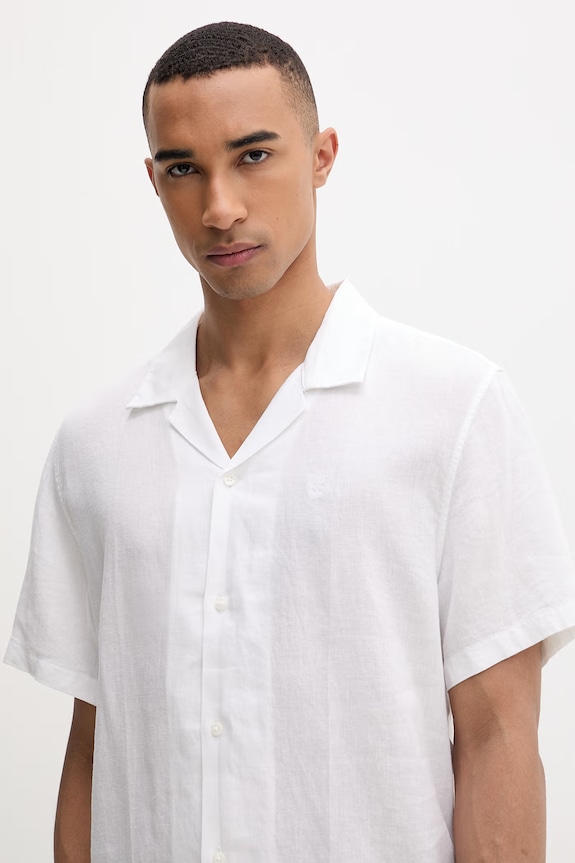 Calvin Klein koszula męska z lnem biały LV04LF137G