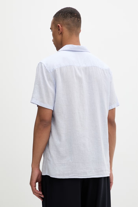 Odzież Calvin Klein koszula męska z lnem LV04LF137G fioletowy