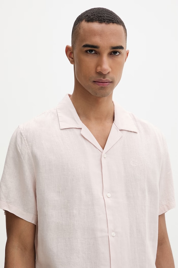 Calvin Klein košeľa pánska s ľanom béžová LV04LF137G