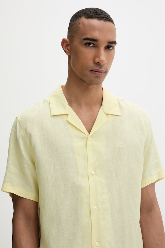 Calvin Klein košeľa pánska s ľanom žltá LV04LF137G