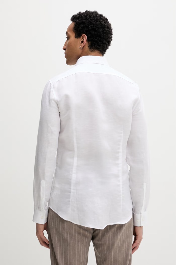 Ruházat Calvin Klein ing férfi lenvászon LV019EU121 fehér