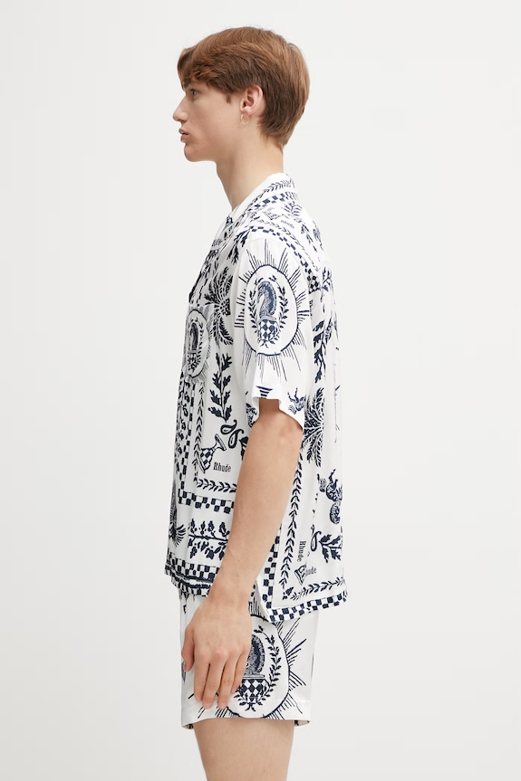 RHUDE Regista Tile πουκάμισο με βισκόζη Ανδρικό RHSS26SR02358 λευκό SS26