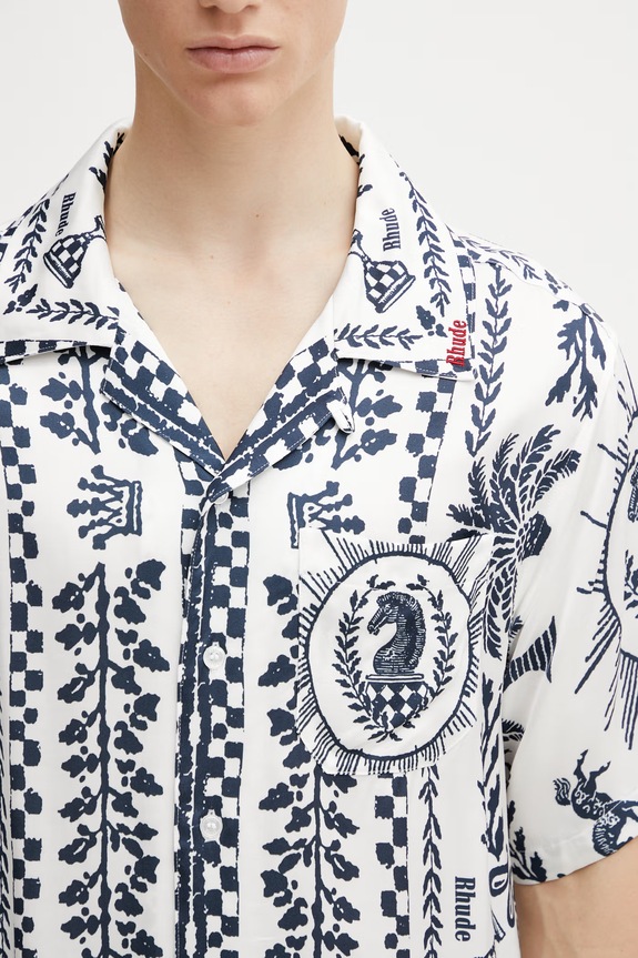 RHUDE Regista Tile πουκάμισο με βισκόζη Ανδρικό λευκό RHSS26SR02358