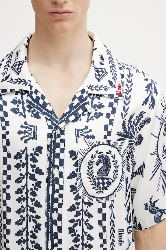 RHUDE Regista Tile πουκάμισο με βισκόζη Ανδρικό λευκό RHSS26SR02358