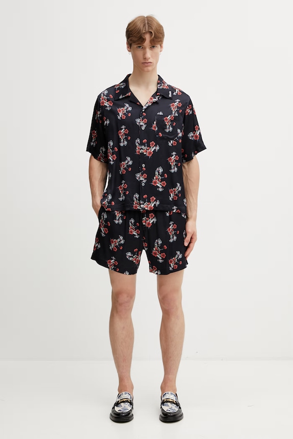 RHUDE Turbo Floral koszula męska z wiskozy RHSS26SR04358 czarny