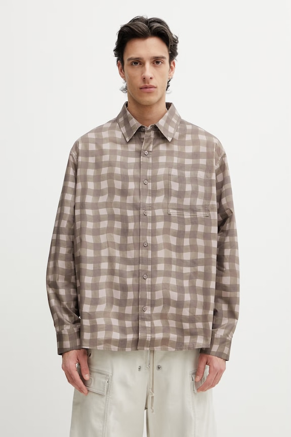 Axel Arigato Distort Gingham Shirt сорочка бавовняна чоловіча коричневий A3876003