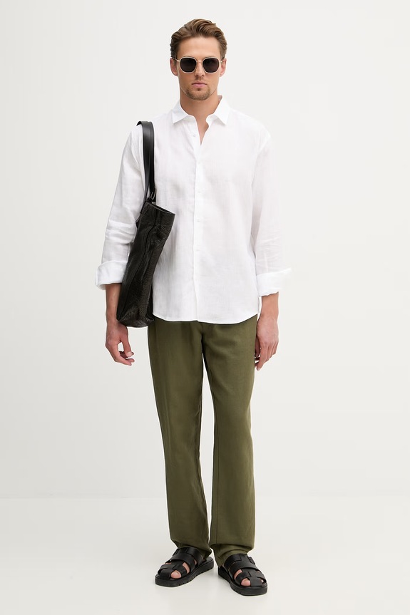 Trussardi košeľa pánska ľanová 5025N000032N biela SS26