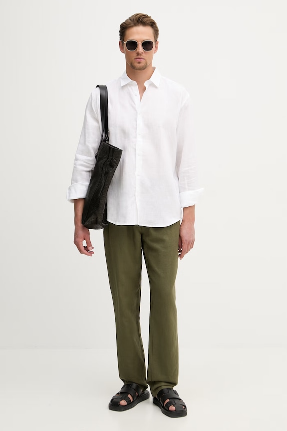 Trussardi košeľa pánska ľanová 5025N000032N biela SS26