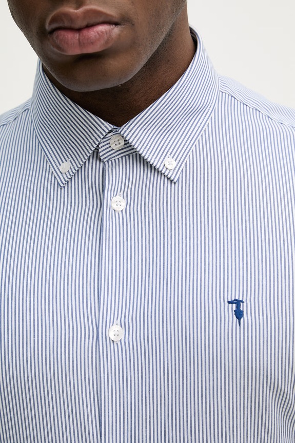 Βαμβακερό πουκάμισο Trussardi 5029N000036N μπλε