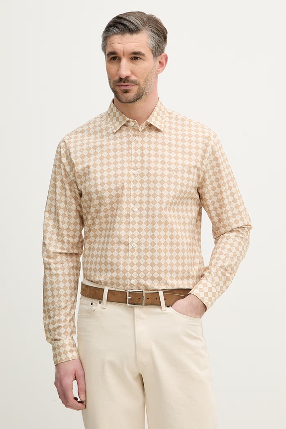 Βαμβακερό πουκάμισο Trussardi κανονικό μπεζ 5039N000046N
