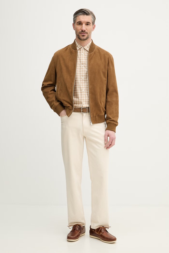 Βαμβακερό πουκάμισο Trussardi 5039N000046N μπεζ SS26